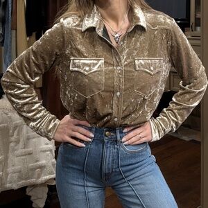 Idyllwind Crushed Velvet Long Sleeve Pearl Snap Western Shirt Size XL